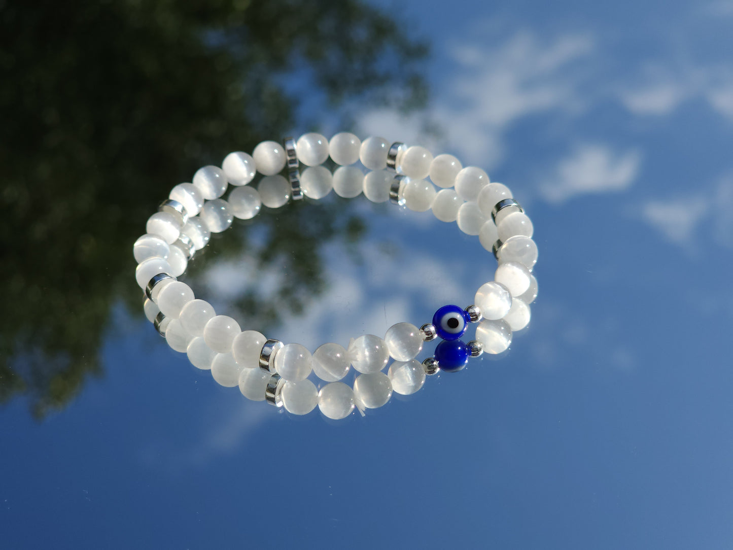 Selenite Evil Eye Protection Bracelet