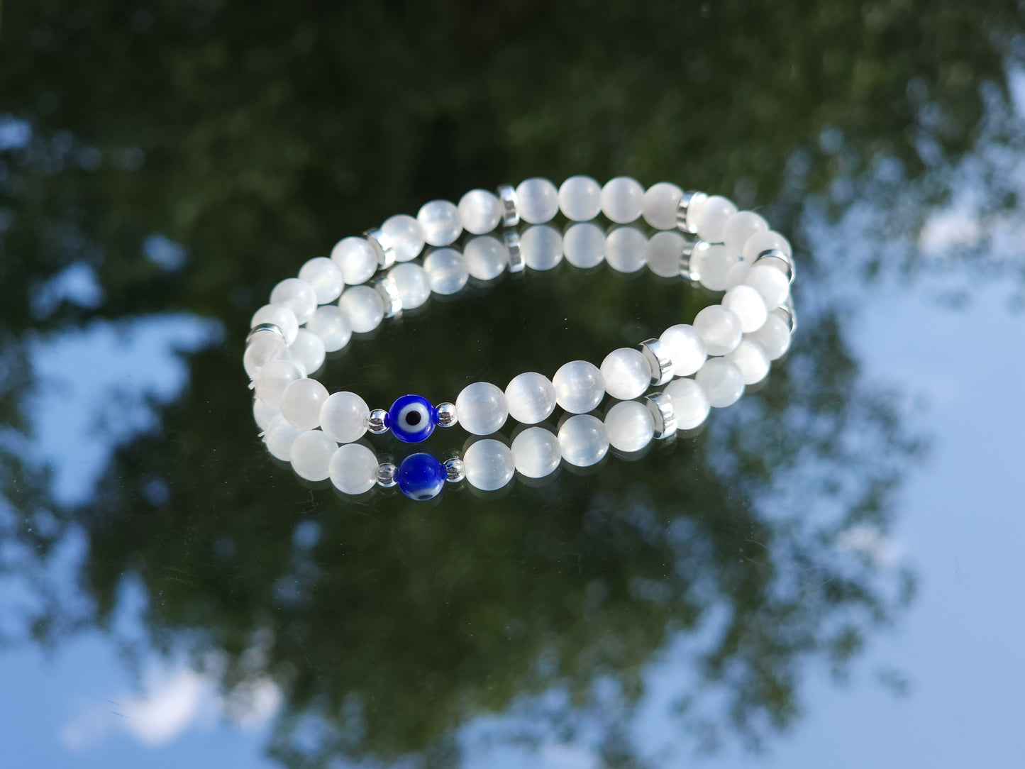 Selenite Evil Eye Protection Bracelet