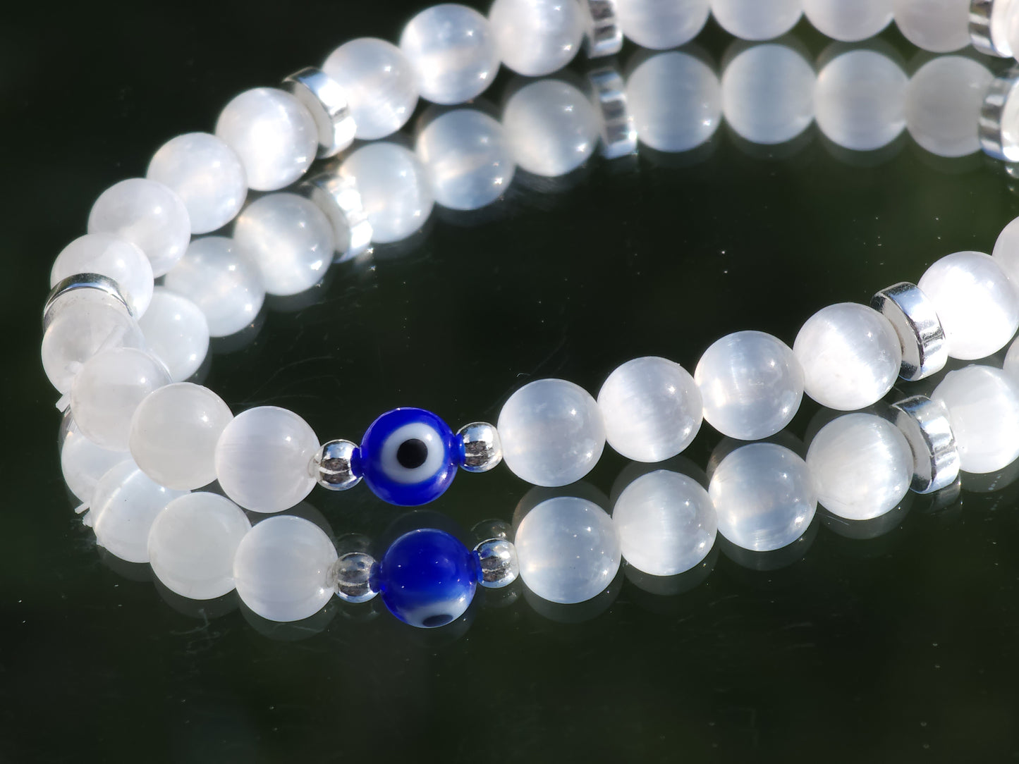 Selenite Evil Eye Protection Bracelet