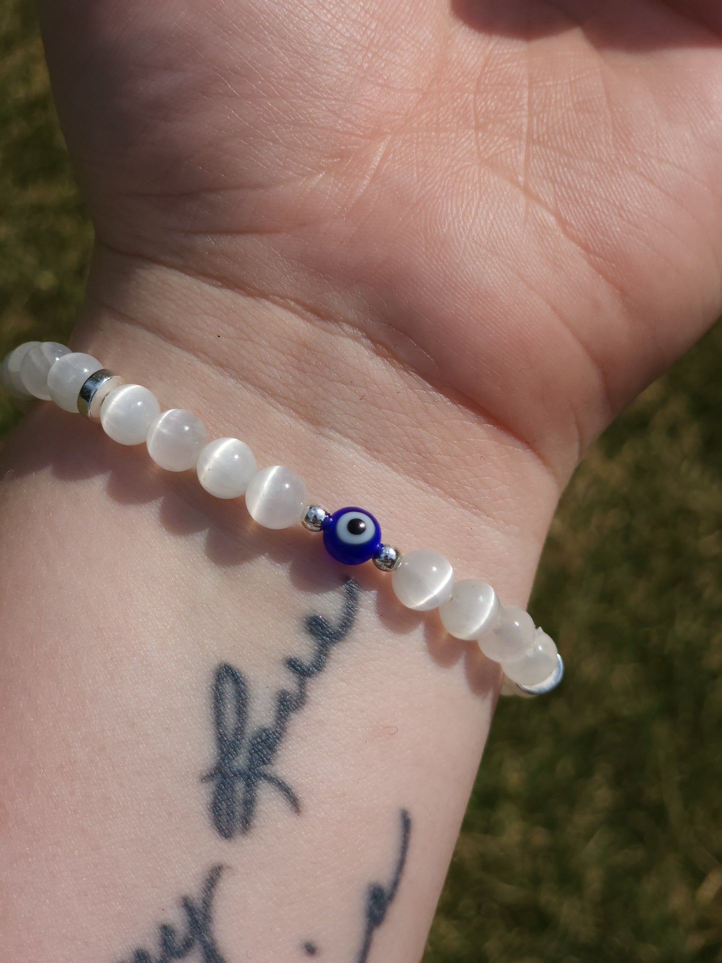 Selenite Evil Eye Protection Bracelet